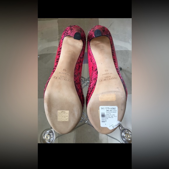 Jimmy Choo Red Snakeskin Leather Pumps Sz. 40 US 9 NEW! - Picture 9 of 9